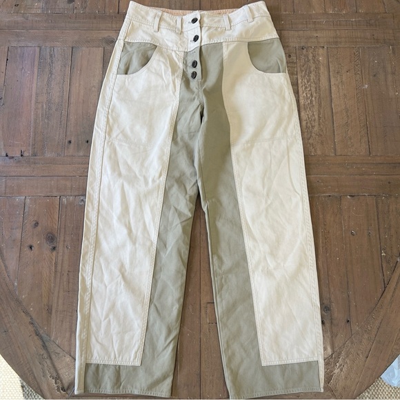 Ulla Johnson August Two Tone Cotton Twill Straight Leg Pants 6 Cropped - Picture 5 of 14